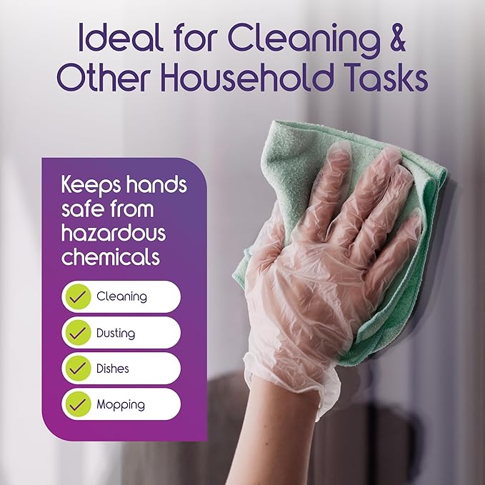 Inspire Exam Medical Clear Vinyl Disposable Gloves - Latex Free for Cleaning, Food Prep