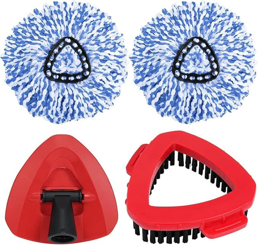 4 Pack Spin mop Replacement Head, Spin mop Scrub Brush,Microfiber Mop Refills, Easy to Replace,for Bathroom,Kitchen,Tub and Tile,Easy Cleaning,Suitable for Ocedar RinseClean 2-Tank System Spin Mop (A)