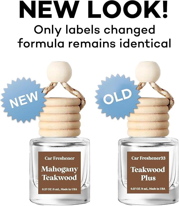 C Classy Car Air Freshener Hanging 2 Pack, Mahogany Teakwood Essential Oil Diffuser for C ar, Cute Air Fresheners, Long-Lasting Fragrance, Car Air Fresheners for Women & Men Gift, Made in USA