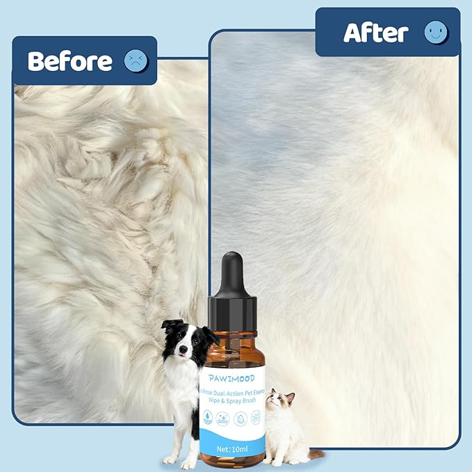 10Pcs Waterless No-Rinse Pet Shampoo Essence for Dogs & Cats, Concentrated Deodorizing Formula Neutralizes Odors & Hydrates Coat with Pomegranate Scent, for Steam Brush,0.34 oz*10