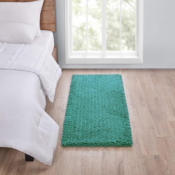 Walensee Large Bathroom Rug Non Slip Bath Mat (72x24 Inch Turquoise) Water Absorbent Super Soft Shaggy Chenille Machine Washable Dry Extra Thick Perfect Absorbant Best Plush Carpet for Shower Floor