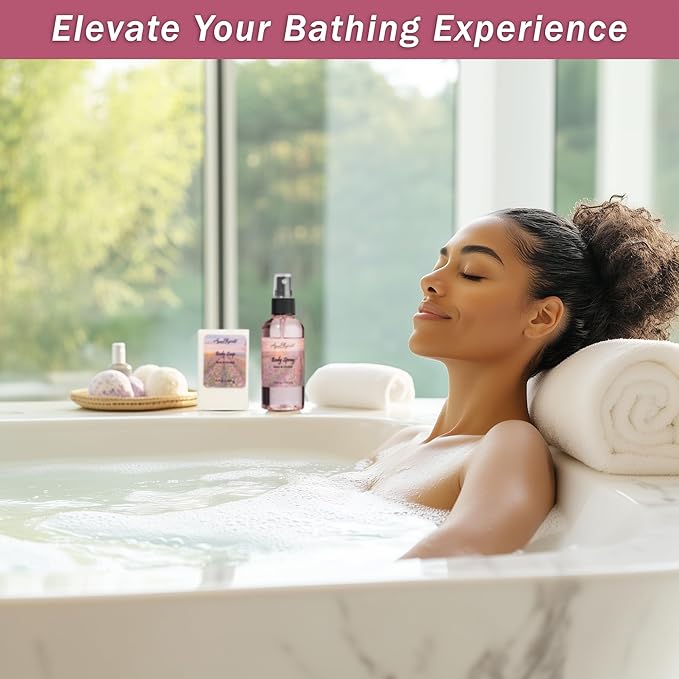 Spa Baskets For Women - Luxury Bath Set With Rose Oil & Orchid - Spa Kit Includes Wash, Bubble Bath, Lotion, Bath Salts, Body Scrub, Body Spray, Shower Puff, Bathbombs, Soap and Towel