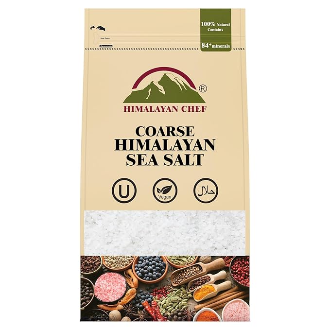 Himalayan Chef Sea Salt, Coarse Grains, 48 Ounce Resealable Bag – All Natural and Hand Harvested Unrefined Salt, Gluten Free, Non-GMO Seasoned Salt