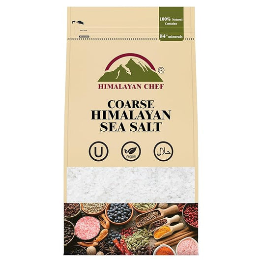 Himalayan Chef Sea Salt, Coarse Grains, 48 Ounce Resealable Bag – All Natural and Hand Harvested Unrefined Salt, Gluten Free, Non-GMO Seasoned Salt