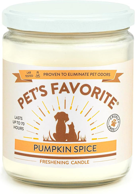 Pet's Favorite Plant Based Air Freshener Candles, Clean Burning Pet Friendly Candles with a 70 Hour Burn Time, Pumpkin Spice