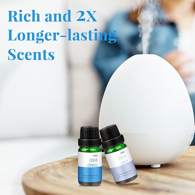 Fragrance Oil Set, MitFlor Clean Essential Oils for Diffusers for Home, 6 x10 ml, Fragrance Oil for Candle Soap Making, Aromatheraphy Oils Gift Set, Fresh Linen, Pure Soap and More Scents