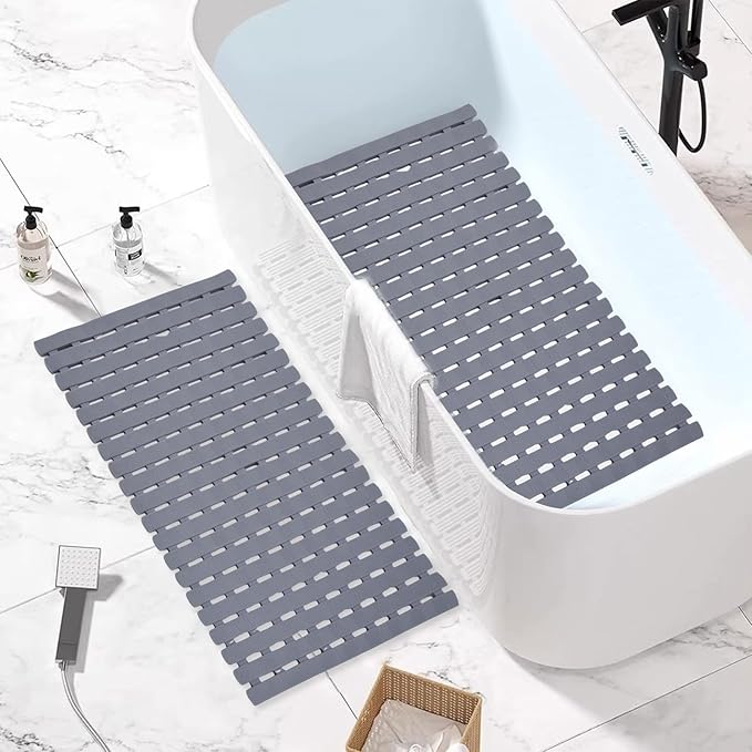 Bathtub Shower Mat, Pet Dog Bathing Non-Slip Mat, Dog Bath mat for tub, Quick Drain Bathtub Mat with Suction Cups & Drain Holes for Bathroom, 27.1x15.7 Inch