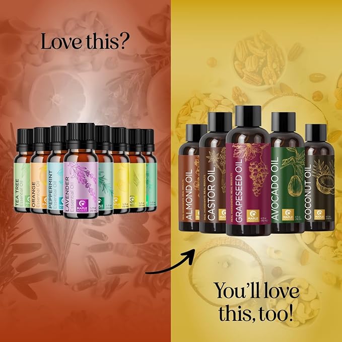Pure Essential Oil Set for Diffuser - Aromatherapy Essential Oils for Diffusers for Home Travel and Self Care with High Grade Essential Oils for Hair Skin and Nails - Oil Diffuser Essential Oils Set