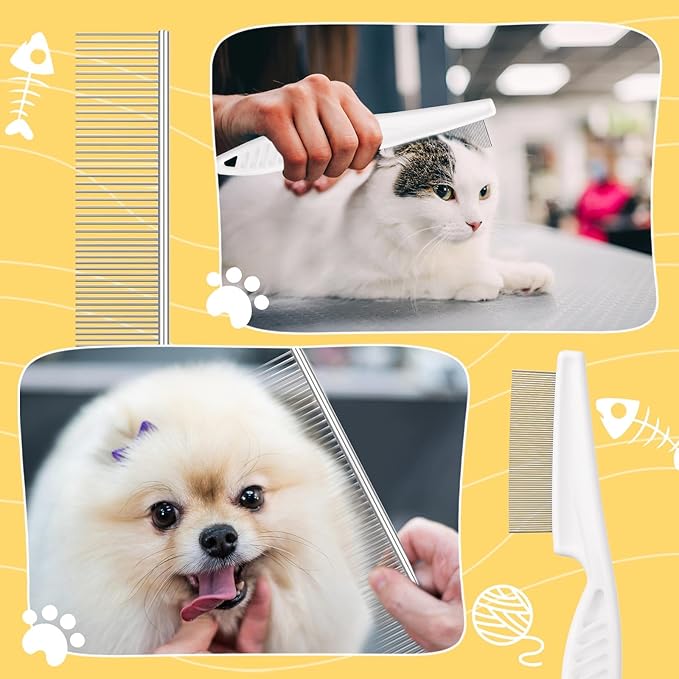 5 Pcs Pet Hair Removal Tool for Dogs & Cats, Newly Upgraded Reusable Electrostatic Pet Hair Gloves, Dog Cat Flea Comb, Pets Hairs Remover Tool, Pets Grooming Comb Kit for Couch, Carpet, Car Seat