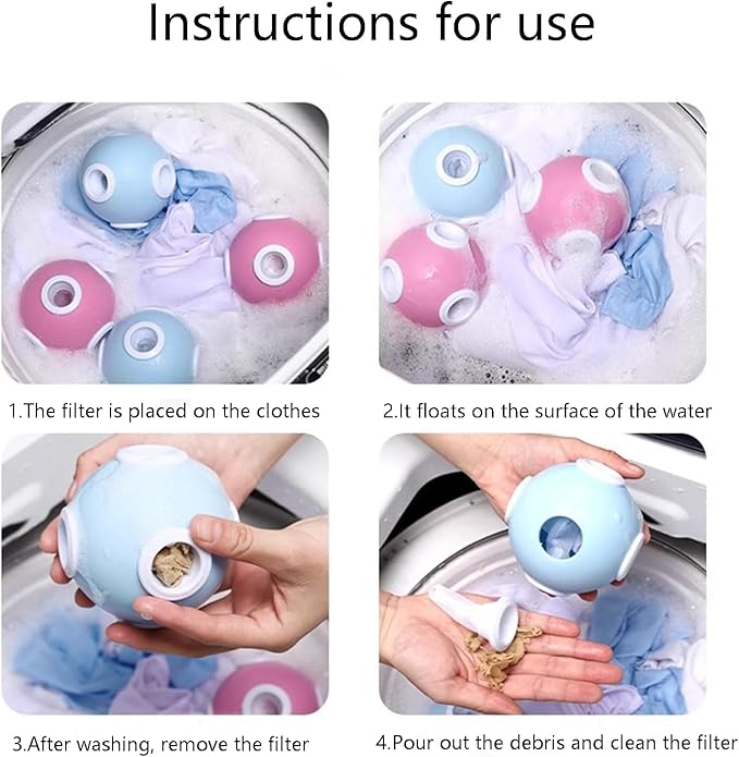 2PCS (Blue + Pink) Laundry Pet Hair Remover & Lint Catcher for Washing Machine - Floating Hair Filter Mesh, lint Catcher for Washing Machine