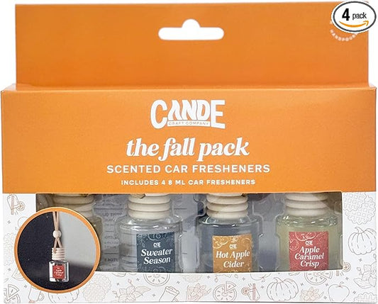 CE Craft Hanging Car Air Freshener – Fragrance Oil Diffuser with Essential Oils – Long-Lasting Aromatherapy Scents for Automobiles – 4 Pack, Fall