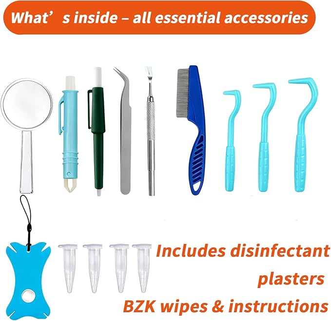 Premium Tick Remover Kit for Humans and Dogs - 54 in 1 Hiking Essentials with First Aid Case, Stainless Steel Tick Remover + Tweezers, Tick Remover Tools for Dogs Cats Pet Tick Comb