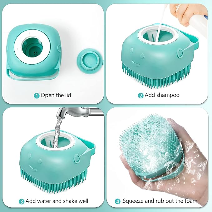 4pcs Pet Hair Removal Gloves 2025 Newly Upgraded Electrostatic Washable & Reusable Five Finger Pet Hair Remover for Dogs & Cats Tool for Clothing, Sofa, Carpet & Car Seat with Silicon Pet Bath Brush