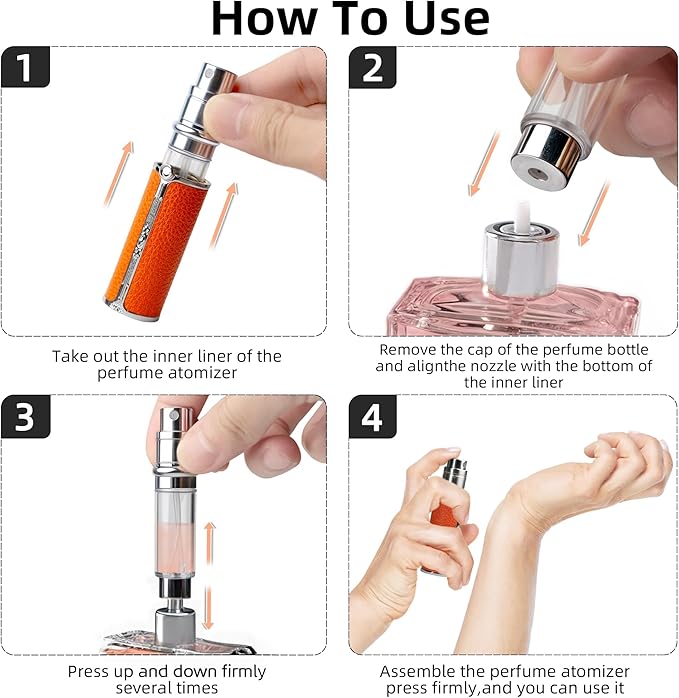 AF01DBG Leather Perfume atomiser, 5ml Bottom Fill Travel Perfume Bottle, Refillable Perfume Dispenser for Women & Men (AF01DBG, 5ml)