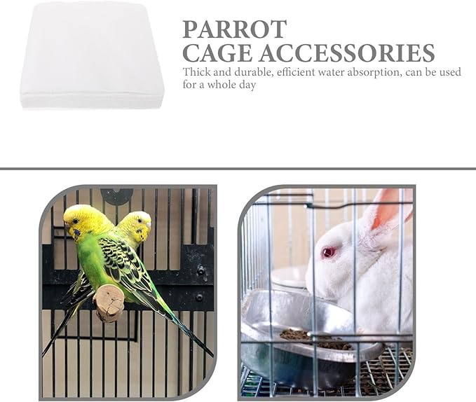 100Sheets Disposable Bird Cage Liner Papers Absorbent Cushion Liners for Bird Cages Precut and Easy to Use for Pet and Parrots