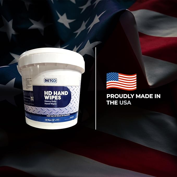 HD Hand & Tool Wipes – Heavy Duty Dual Purpose Cloths for Hands, Tools, & Surface Cleaning – Disposable Waterless Cleaner Towels with Scrubbing Side – 130 Count Tub