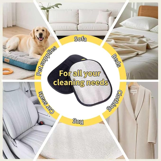 2 Pcs Pet Hair Removal Glove, 2025 Upgraded Five-Finger Electrostatic Grooming Tool for Cats & Dogs, Reusable Magic Fur Remover for Furniture, Car, Couch & Clothing, Essential Pet Grooming Supplies