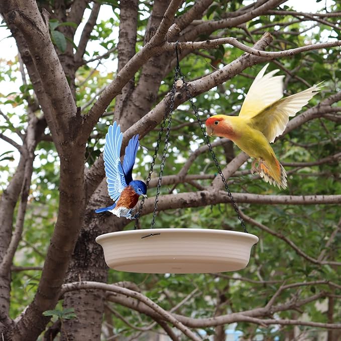 12 Inch Hanging Bird Bath, Bird Feeder and Drinking Fountain with Hook and Chain for Outdoor Garden Yard Patio