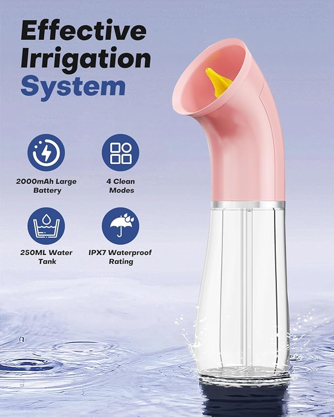 Upgraded Ear Wax Removal Kit, One Piece Waste Tank - Ear Irrigation Flushing System with 4 Modes & 8 Nozzles - IPX7, Safe and Effective Electric Ear Cleaner for Family Use, Type-C (Pink)