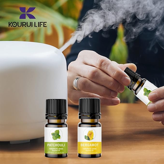 Essential Oils Set for Diffuser, Aromatherapy Oils 20 * 10 ml, 100% Organic Fragrance Oil Kit for Humidifier, Skin Care, Candle Making, Peppermint, Lavender, Eucalyptus, Jasmine, Ylang Ylang & More