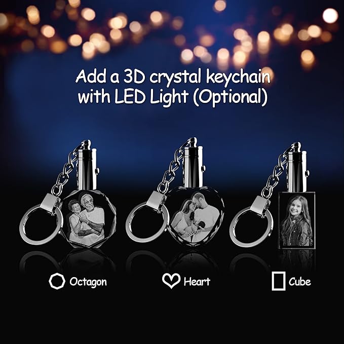 3D Crystal Photo, Personalized Gifts with Your Own Photo for Fathers Day. Customized Gift for Birthday, Wedding, Anniversary, Memorial, Mother’s Day