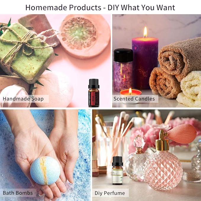 GREENSLEEVES Rose and Lily Essential Oil Set, 100% Pure Oils for Diffuser, Humidifier, Massage - 2 x 10ml