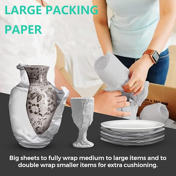 Large Moving Paper Packing Sheets 24x30 Inch Newsprint Paper for Packaging Moving Shipping Supplies, Wrapping Fragile Items, Pet Cage Liners 9LB