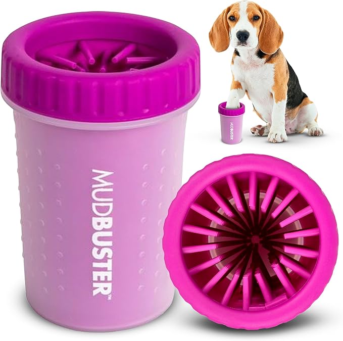 Dexas MudBuster Portable Dog Paw Washer/Paw Cleaner, Medium, Fuchsia