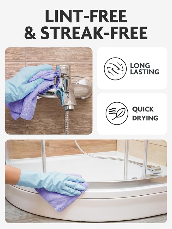 Fantasticlean Microfiber Cleaning Cloth Roll -40 Pack, Tear Away Microfiber Towels, 12" x 12", Reusable, Washable, Scratch Free, Ultra Absorbent for Car, Home Supplies, Pet, Kitchen (Lavender)