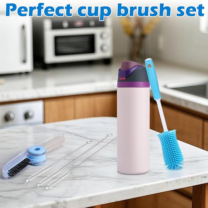 Palksky Water Bottle Cleaning Kit, Brush and Straw Cleaner for Owala, 5 PCS