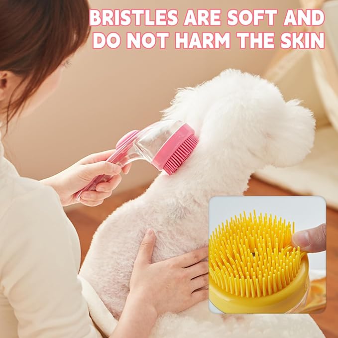 Pet Bath Brush,Dog Shampoo Brush Bubble Maker,New 2 in 1 Dog Bath Brush with Built-in Shampoo Dispenser,Bathing Dog Grooming Massage Brush for Showering Long and Short Haired Dogs and Cats(green)