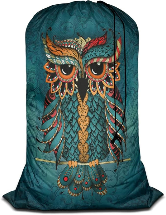Swono Owl Large Dirty Clothes Laundry Bag for Laundry Basket Hamper, Cartoon Bird Animal Doodle Graphic Machine Washable Dirty Clothes Organizer