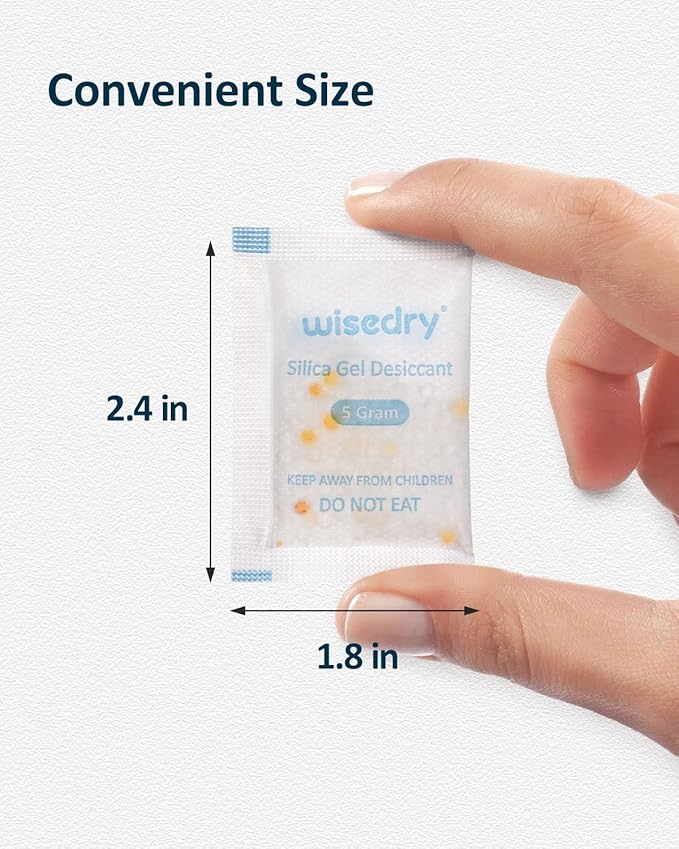 5 Gram [60 Packs] Food Grade Silica Gel Packs Rechargeable Desiccant Dehumidifiers Pouches with Color Indicating Beads Reusable Moisture Absorbers for Food Storage