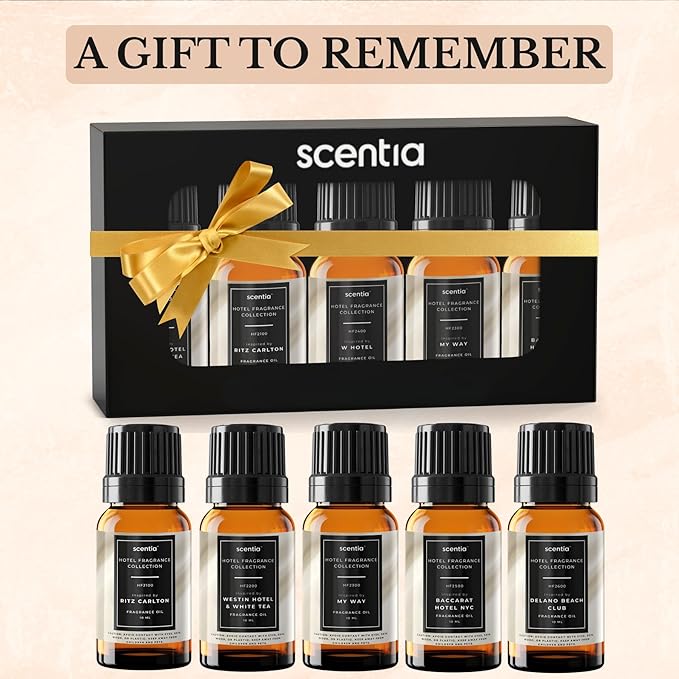 Scentia Hotel Diffuser Oil Gift Set – 10 mL, 0.34 fl oz | Inspired by 5-Star Hotels Baccarat NYC, Scentia My Way & Delano Scents | Luxury Aroma Diffusers - Thanksgiving & Holiday Gift