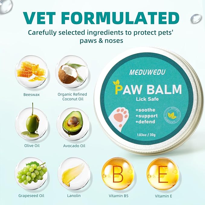 2-Pack Dog Paw Balm - 60g Natural Paw Cream for Dogs & Cats | Beeswax, Coconut Oil, Vitamin E | Lick-Safe Paw Pad Balm for Hot Pavement, Dry & Cracked Paws