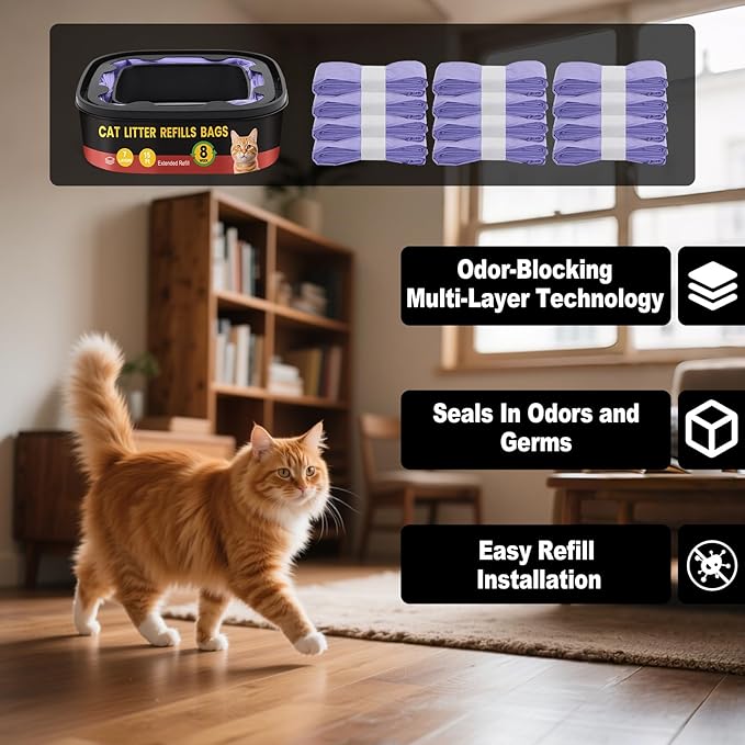 12 Pack Cat Litter Refill Bags Compatible with Litter Cat Genie Standard,Plus,XL,Odor Control Pails