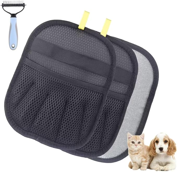 2 Pcs Pet Hair Removal Glove, Magic Brush Electrostatic Pet Hair Remover Glove, Reusable Dog Cat Hair Fur Remover Mitt, Pet Grooming Cleaning Gloves, Pet Hair Cleaner Removal Tool for Couch, Carpet