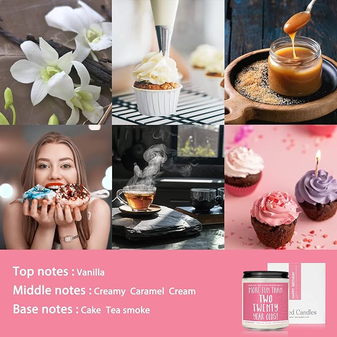 40th Birthday Gifts for Women, Perfect Birthday Present, Funny Presents for Mom, Friends, Wife, Sister, 7oz Vanilla Cream-Scented Candle