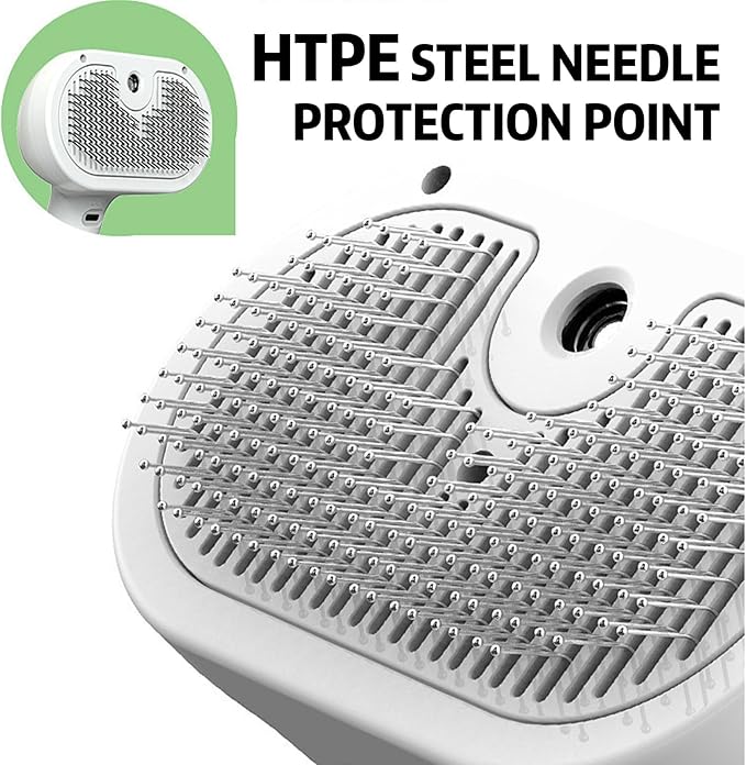 Pet Steam Brush, 3-in-1 Self-Cleaning Grooming Tool for Long & Short Hair Pets - Deshedding and Dematting Hair Brush for Dogs & Cats - White