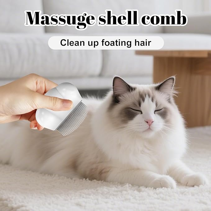 5-in-1 Pet Grooming Kit for Cats and Dogs – Flea Comb, Double-Layer Dense Tooth Comb, Knot Remover & Wave Massage Brush with Stainless Steel Teeth, Non-Slip Handle, Safe for Shedding Removal & Massage