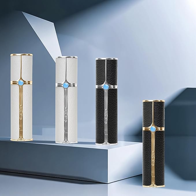 CF00WHS Leather Perfume Bottle 5ml – Bottom-Fill Refillable Dispenser, Leak-Proof & Portable for Men & Women, Ideal for Travel, Gifting & Daily Use (CF00WHS)