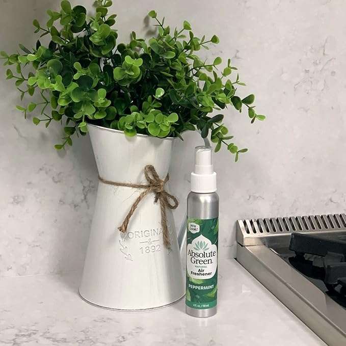 Absolute Green Air Freshener Room Spray, Non-Toxic, Cover Odors, Safe around Kids and Pets, Natural Peppermint Scent 4oz (Pack of 2)