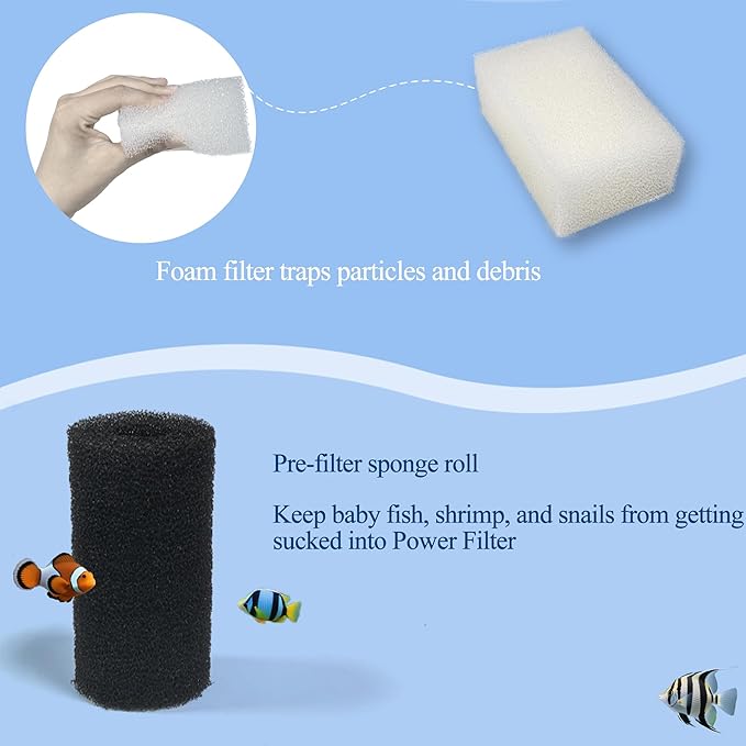 NEWKE 4 Sets of Upgraded Three-Stage Filtration Tank Filter Refills for AquaClear 70 Power Filter, 4 Sets of Maintenance Kit for Fish Tank Filter for 40- to 70-Gallon Aquariums