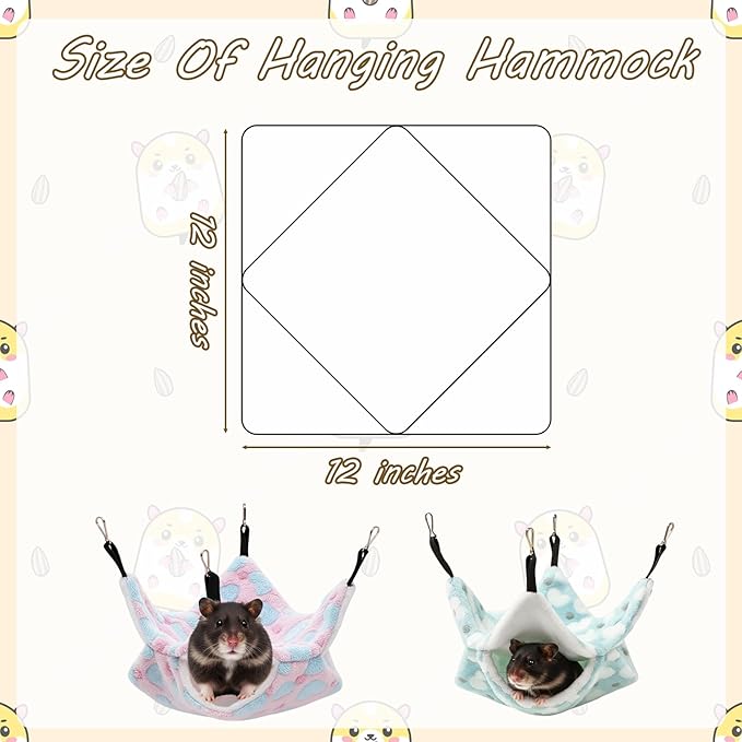 2Set of Ferret Hammock, Rat Hammock, Small Heart-Shaped Cage Accessories for Rats, Guinea Pigs, Chinchillas, Green and Pink