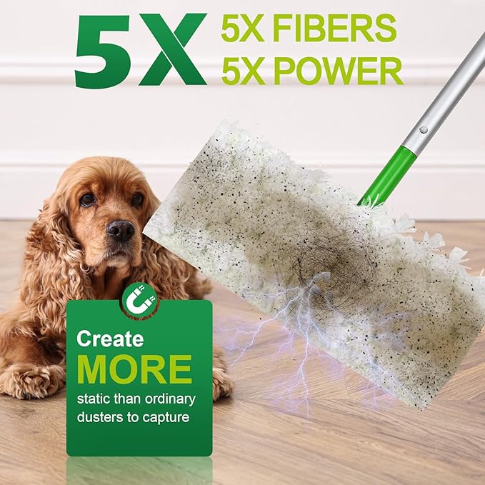 Heavy Duty Dry Sweeping Cloths Compatible with Sweeper Mop, Microfiber Duster Mop Pads Refills for Cleaning Hardwood Floor Dust and Pet Hair, Disposable (30)