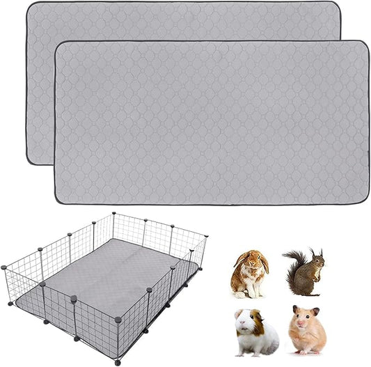 2 Pack Guinea Pig Cage Liners, 36'' X 48'' Washable Guinea Pig Pee Pads, Non Slip Reusable Super Absorbent Guinea Pig Training Mat Bedding Fleece for Small Animals Hamster Rabbit Chinchilla Rat