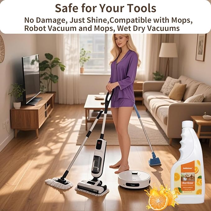 2 Pack Floor Cleaner Compatible with All Robot Vaccum and Mop, Wet Dry Vacuums, for Roborock, Tineco, Dreame, Shark, Bissell Mops, 16.9 FL.oz, Concentrate, Dilution Ratio 1:200, Orange Scent