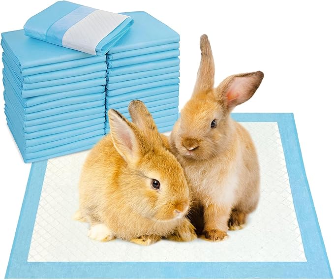 kathson 100PCS Rabbit Pee Pads 18"× 13" Disposable Cage Liners Super Absorbent Black Carbon Odor-Control Bunny Training Pad with Quick-Dry Surface for Bunny Guinea Pig Kitten Hedgehog Small Animals