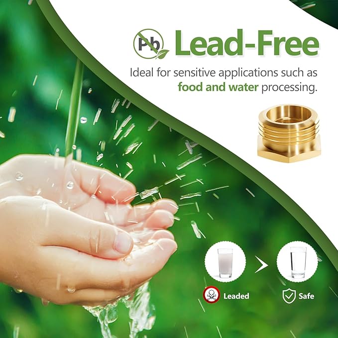 4Pcs Lead-Free Brass Garden Hose to Shower Hose Adapter, G1/2" Female to GHT 3/4" Male Adapter, Handshower Adapter (Pack of 2)