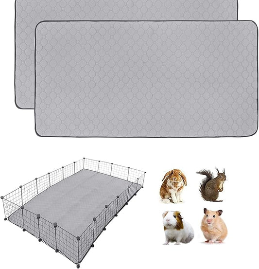 2 Pack Guinea Pig Cage Liners, 48'' X 72'' Washable Guinea Pig Pee Pads, Non Slip Reusable Super Absorbent Guinea Pig Training Mat Bedding Fleece for Small Animals Hamster Rabbit Chinchilla Rat